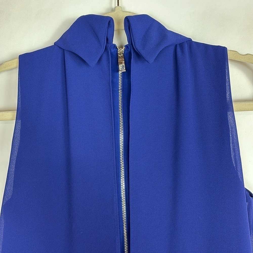 Vince Camuto Sleeveless Mock Neck Sheer Lined Above Knee Party Shift Dress - Picture 5 of 15